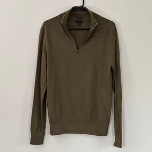 JCrew Men's Half Zip Merino Sweater - Olive - Slim Fit Size Med
